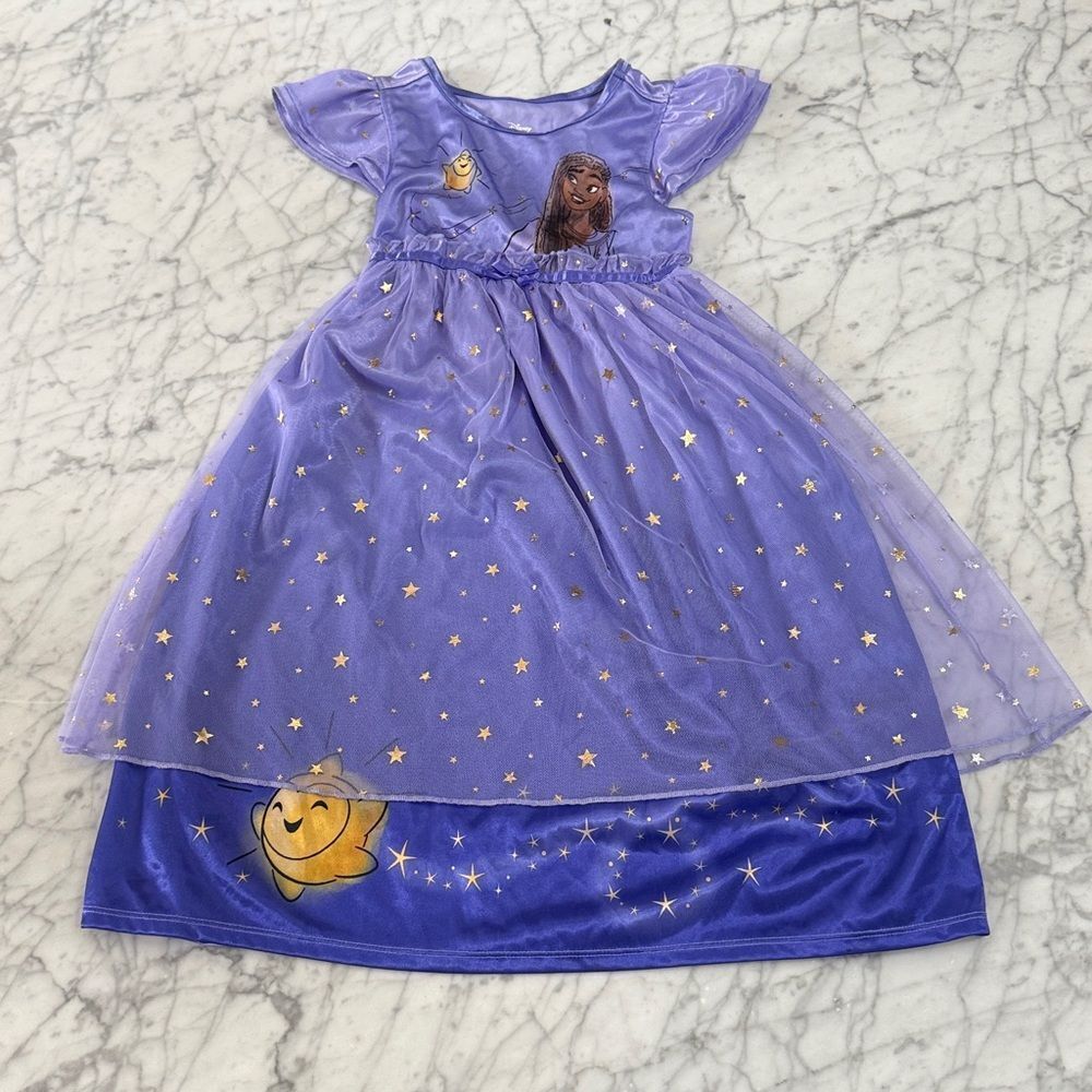 DISNEY WISH Movie Dress Sz 5 Asha & Star Purple Fantasy Nightgown Girls Play
